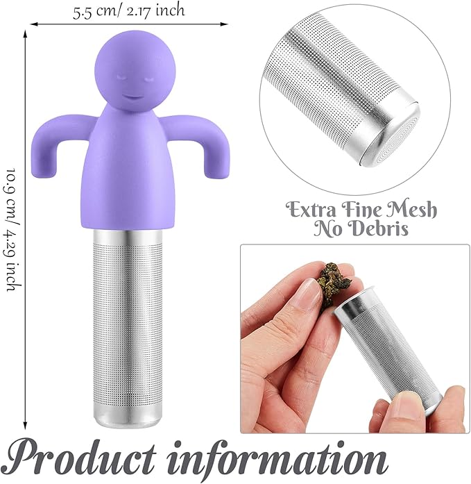 Hicarer 2 Pieces Tea Infuser for Loose Tea Cute Fine Mesh Tea Strainer Stainless Steel Tea Filter Ball Tea Diffuser Steeper for Teacups Teapots (Blue,Purple)