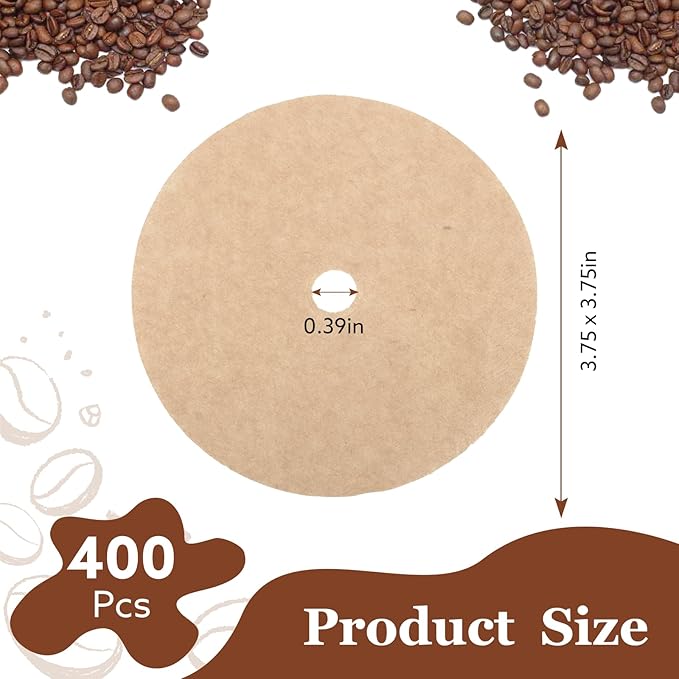 400 Count Percolator Coffee Filters, 3.75in Natural Unbleached Percolator Filters Disposable Disc Coffee Filters for Coffee Shops, Camping, Home, Office