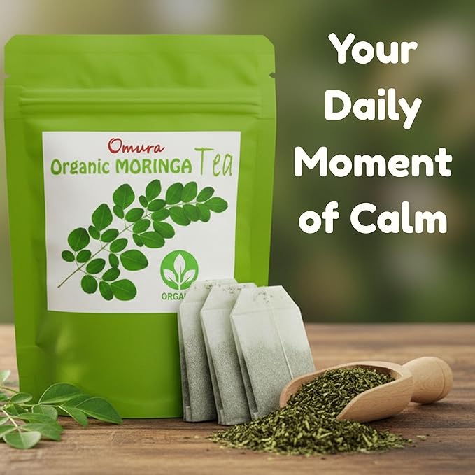 Omura Moringa Tea Bags – Herbal Tea Infusion, Smooth & Earthy Flavor, Naturally Refreshing, Tea Bags (MORINGA 25-TEA-BAGS)
