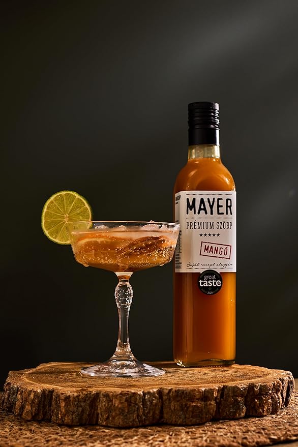 Mayer Premium Artisan Mango Syrups – Award-Winning, Only Real Mangoes and 3 Natural Ingredients, Vegan, Gluten Free, Dairy Free, Versatile for Beverages & Desserts – No Artificial Additives, Rich Authentic Flavor ( 16.9 Fl oz. / 500 ml, 6 Pack Mango )