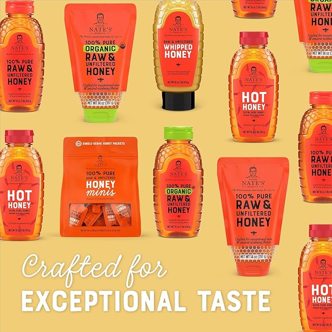 Nature Nate's 100% Pure, Raw & Unfiltered Honey, Award-Winning Taste - 8 oz Squeeze Bottle (4 Pack)