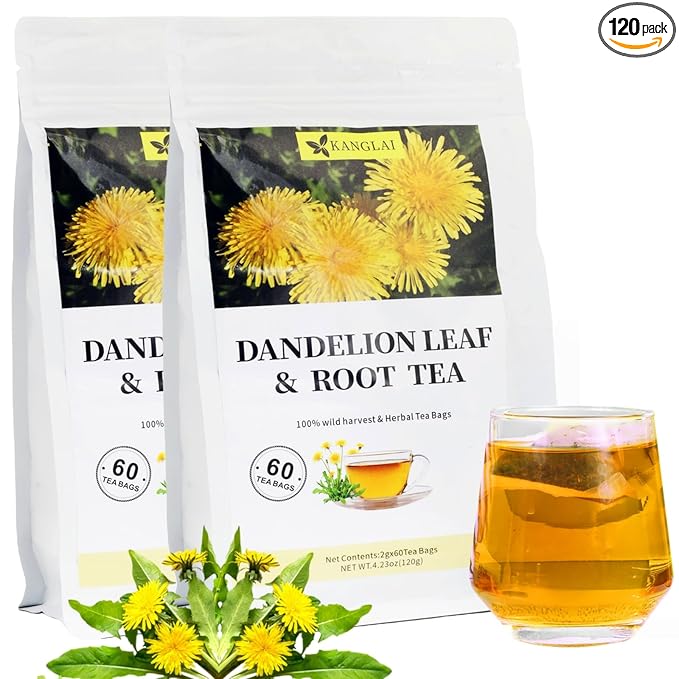120 Teabags - Dandelion Leaf & Root Tea Bags, Natural Herbal Tea for Liver & Kidney Health, Supports Digestion & Boosts Immune System - Caffeine-Free, Non-GMO, No Additives