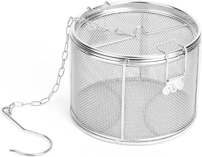 AUNMAS Seasoning Strainer, Stainless Steel Tea Mesh Tea Infuser Strainer with Extended Chain Hook for Brew Loose Leaf Tea and Seasonings, Sliver 5.52 x 3.94in
