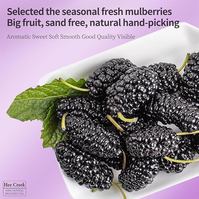 Hee Creek Top Grade Dried Mulberries Black Mulberry Tea 280g/10oz Wild Black Mulberry Dried Fruit No Sugar Added & No Additives Sand Free Nourishing 桑葚 桑葚干