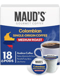 Maud's Colombian Coffee Pods, 18 ct, Single Origin, Medium Roast Coffee in Recyclable Single Serve Pods – 100% Arabica Coffee, Compatible with Keurig K Cups Maker