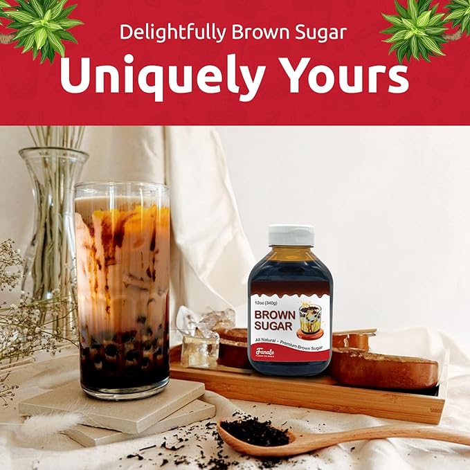 Fanale Premium Flavoring Concentrated Syrup for Bubble Tea 12 oz | Hand Crafted Brown Sugar Syrup | for Boba Tea, Smoothies, Slushes, Desserts | 12oz | SRP370-SP340