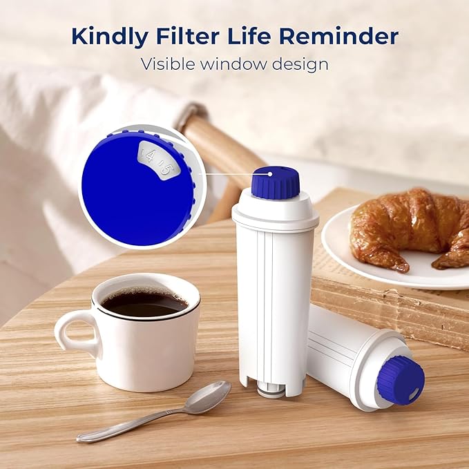 Waterdrop Coffee Water Filter, Replacement for De'Longhi® Filter, DLS C002 De'Longhi® Water Filter, ECAM/ETAM/EPAM Series, EC680/5, TÜV SÜD Certified (4 Packs）