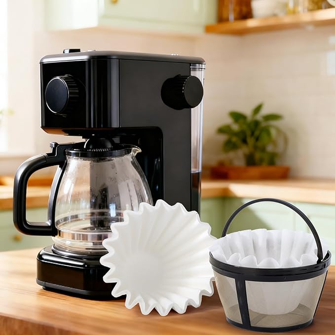 Segarty 1-4 Cup Disposable Basket Coffee Filters, 50 Count 7.2in White Paper-made Filters Pour Over Maker Papers, Ideal Liners for Commercial Household Coffee Percolators Dripper Most Brewer Machines