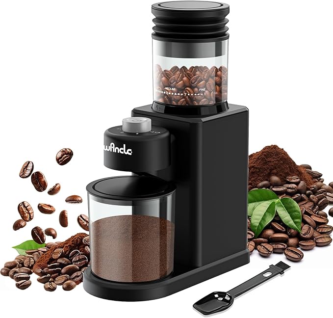 Wancle Conical Burr Coffee Grinder Electric - 200W Compact Automatic Coffee Bean Grinder with 25 Setting Adjustable, Low Noise Espresso Coffee Grinder,One-Touch Operation with Self-Cleaning Blower