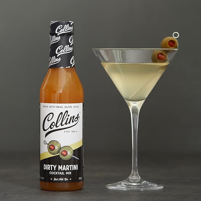 Collins Dirty Martini Mix, Dirty Martini Olive Brine, Olive Juice for Dirty Martinis, 12.7oz Cocktail Mixer Set of 1