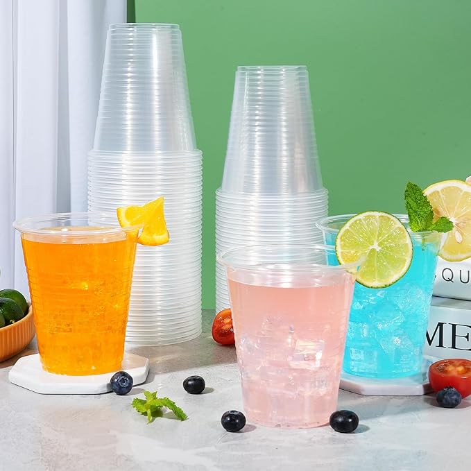 SIUQ 300 Pack 12 oz Clear Plastic Cups, 12 Ounce Disposable Cold Drinking Cups for Party, Picnic, Wedding, BBQ, Travel, Christmas, Halloween, Events