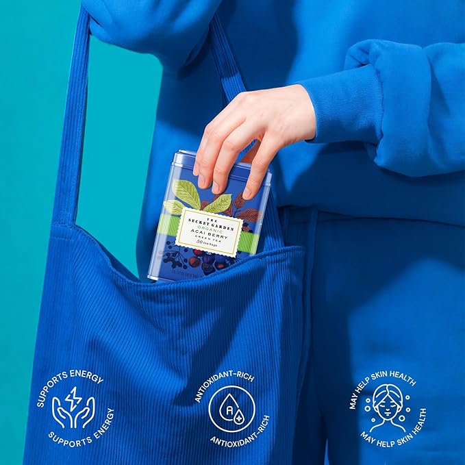 Life Plus Style Gourmet The Secret Garden Organic Acai Berry Green Tea 50 Bags Herbal Tea Blend Fruity Flavor Caffeine Boost