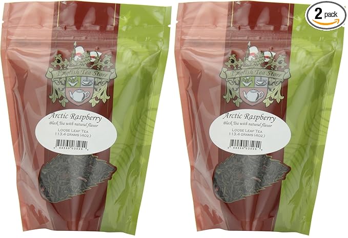 English Tea Store Loose Leaf, Arctic Raspberry Naturally flavored Black Tea Pouches - 4oz, 4 Ounce (Pack of 2)