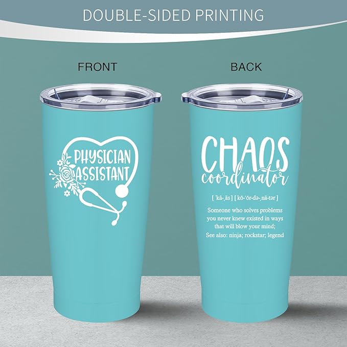 Physician Assistant Gifts for Women - Christmas Gifts for Physician Assistant - PA Appreciation Gift - PA Student Gift, 20 oz Stainless Steel Tumbler With Lid & Straw