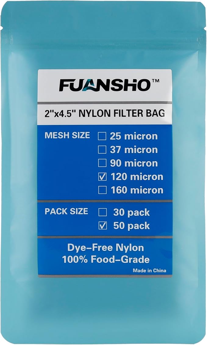 120 Micron | 50-Pack Tea Filter Bags | 2x4.5 Inch Nylon Filter Bags