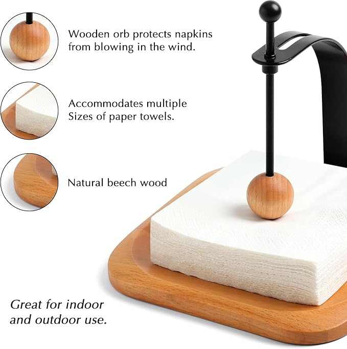 Walnut Wood Napkin Holder for Table,Elegant Wooden Square for Table Dispenser with Weighted,Suitable for Kitchen Restaurant Bar Office Parties Home Décor Hotel Cafe (Beech)