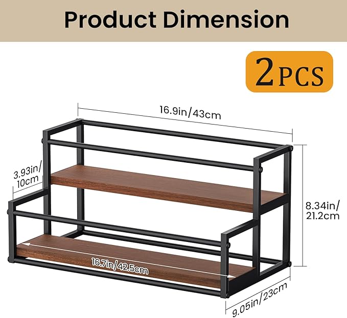 THYGIFTREE 2 Pack Liquor Bottle Display Shelf 2 Tier Rack Holder Bar Shelf Stand for Wine Whiskey Risers Organizer Kitchen Countertop