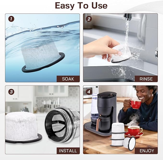 Coffee Filter Replacement for GE & Cafe:Compatible with Café and GE Profile Grind & Brew Machine, Charcoal Coffee Filter Cartridges,Dual-layer design of activated carbon and microporous mesh(4 pack)