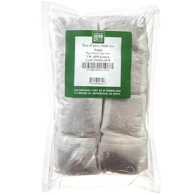 Pau D’arco Herbal Tea, by Herb Co, All-Natural & Caffeine Free, Approximately 50 Tea Bags, 1/4 lb