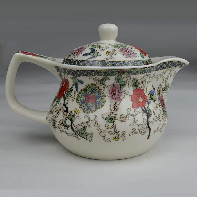 Porcelain Teapot 500ml Flower and Bird Kettle Stainless Infuser