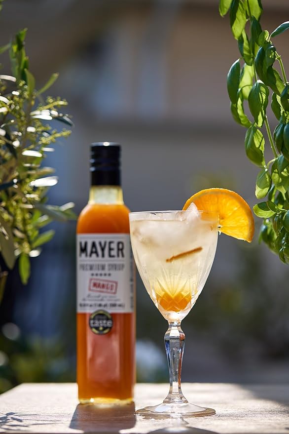 Mayer Premium Artisan Mango Syrups – Award-Winning, Only Real Mangoes and 3 Natural Ingredients, Vegan, Gluten Free, Dairy Free, Versatile for Beverages & Desserts – No Artificial Additives, Rich Authentic Flavor ( 16.9 Fl oz. / 500 ml, 6 Pack Mango )