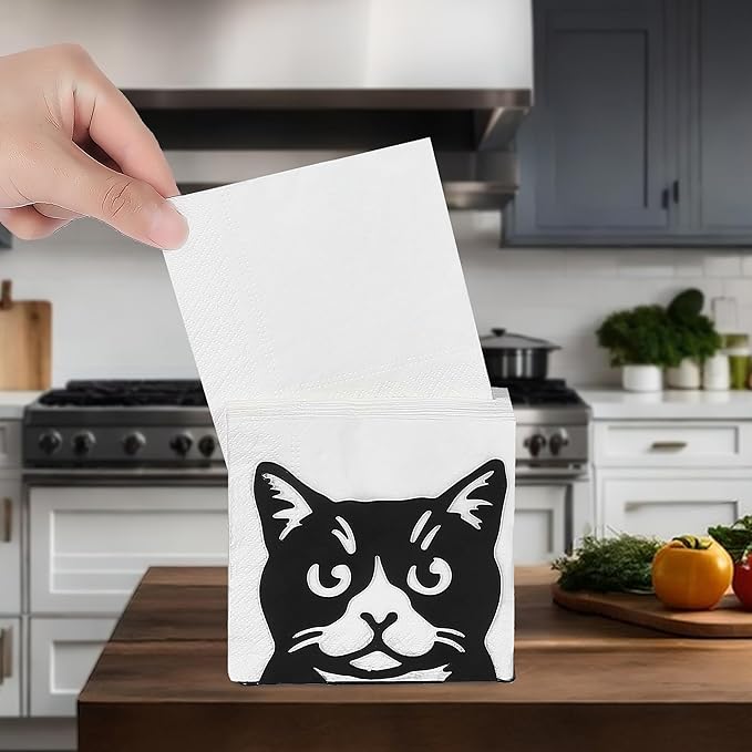 Napkin Holder for Table, Metal Napkin Holders for Kitchen Dining Farmhouse Cocktail Picnic Bar Rustic, Modern Napkins Holder for All Dining Room Decors (Cat), Christmas Decoration Gifts