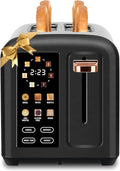SEEDEEM Toaster 2 Slice with Touch Screen, Faster Heating Speed, 7 Shade Setting, 6 Bread Type, 1.5”Wide Slots Toaster, Removable Crumb Tray, 1350W, Dark Chocolate