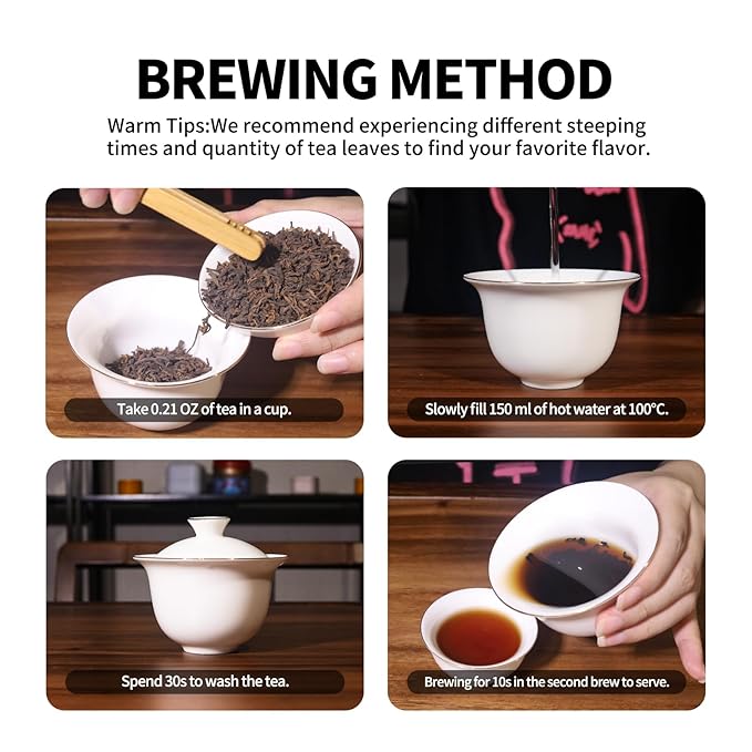 YUANSHENG Pu erh Tea Organic Loose Leaf, Chinese Yunnan Aged Fermented Black Tea, USDA Organic Ripe Puerh Tea, Rich Antioxidants, Deep Earthy Flavor, Digestive Health & Wellness Tea, 7.76 Oz