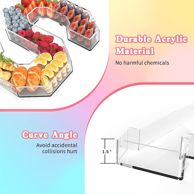 11" Acrylic Letter Charcuterie Tray, Charcuterie Letters Fillable Box for Food, Reusable Serving Cake Candy Dish Display Tray for Birthday Anniversary Party Decoration (Letter O)