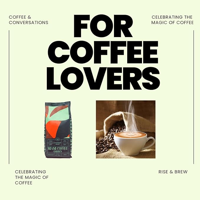 Miami Coffee Garden Sunshine Roast, Brazilian Premium Coffee, Rich and Balanced, 100% Arabica Beans, Low Acid, Single Origin Finest Coffee, Whole Beans, 2 Lb Bag