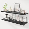 Dreamland 48" Floating Shelves for Wall, 12" Deep Slim Black Floating Shelves, Wall-Mounted Shelves for Bedroom, Living Room, Kitchen, Bathroom - Set of 2