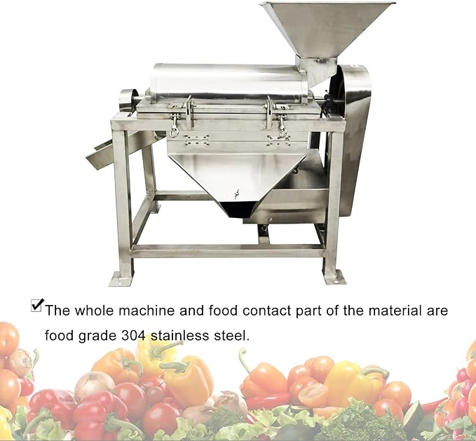 220V 2200W Fruit and Vegetable Crushing and Beating Machine Stainless Steel Commercial Spiral Fruit and Vegetable Beater 0.5T/H 3mm Sieve 3PH