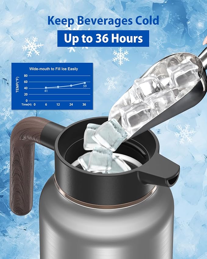 70 oz/2L Thermal Coffee Carafe - 18/8 Stainless Steel Carafes for Hot Liquids-Insulated Coffee Dispenser For Keeping Beverage Hot/Cold Coffee, Tea, Water, Drink Dispenser for Parties,Office,Home