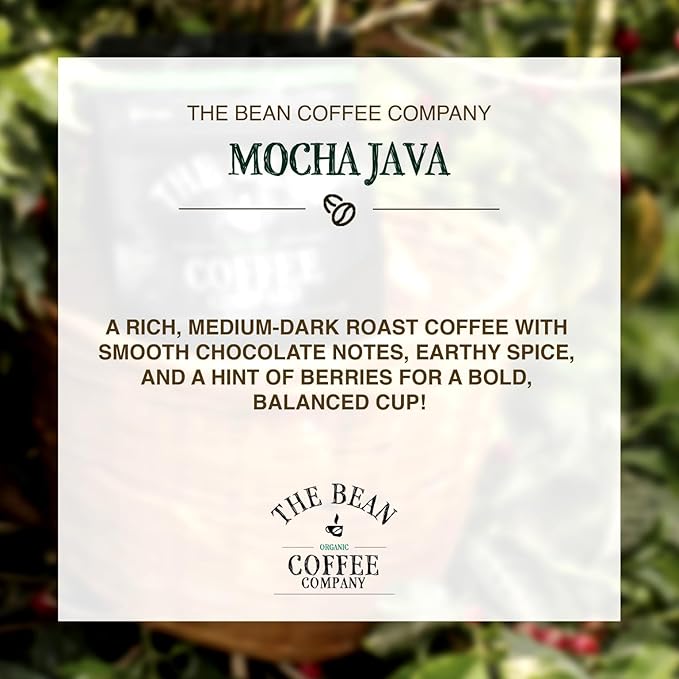 The Bean Organic Coffee Company Mocha Java, Medium Roast, Whole Bean Coffee, 16-Ounce Bag