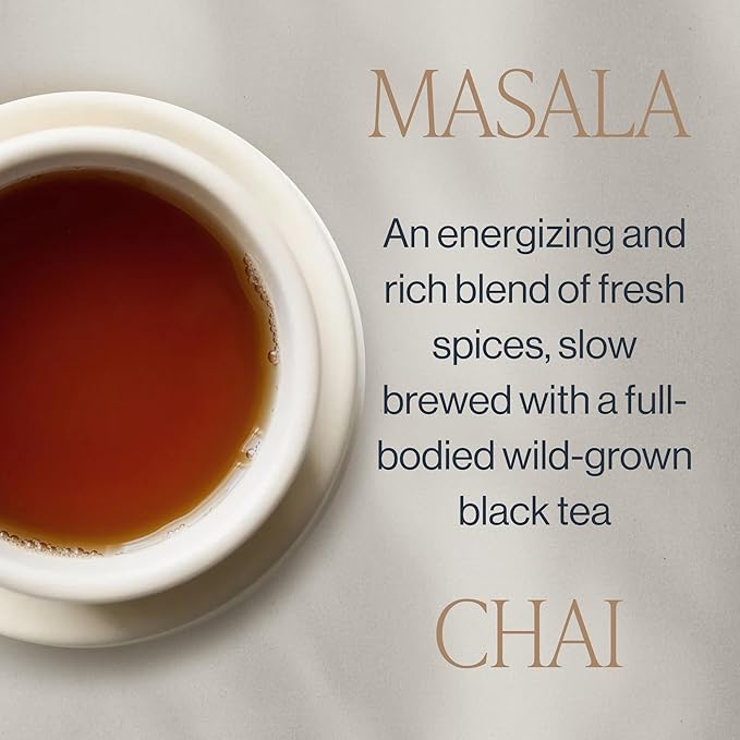Rishi Tea Masala Chai Black Sachet Tea Bag Blend - Organic, Assam with Whole Spices, Energizing & Caffeinated - 50 Count