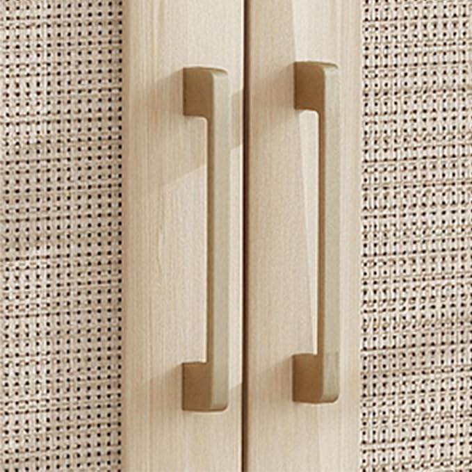 Bigroof Rattan Cabinet, Modern Accent Buffet Cabinet with Magnetic Doors, Sideboard Buffet for Hallway, Entryway, Living Room, or Kitchen (Oak)
