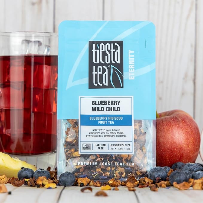 Tiesta Tea - Loose Leaf Fruity Tea Gift Box, Medium Caffeinated Assorted Blends, 3 Pouches for Hot & Iced Tea Variety Pack, Fruity Paradise, Blueberry Wild Child & Fireberry