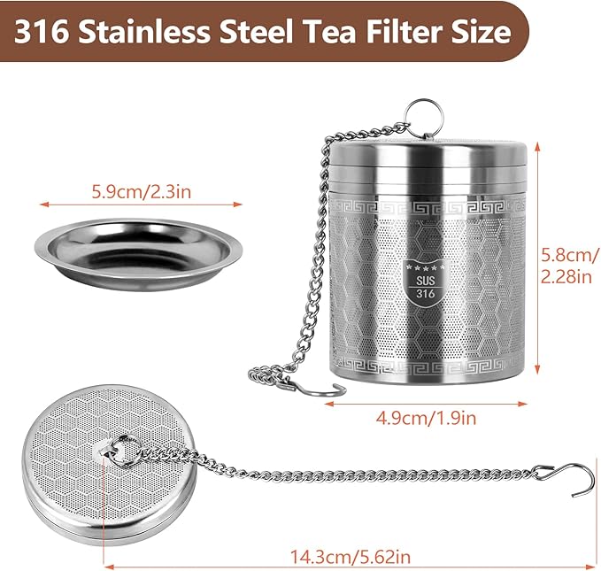 316 Stainless Steel Tea Strainer for Loose Leaf Tea (1, Large)