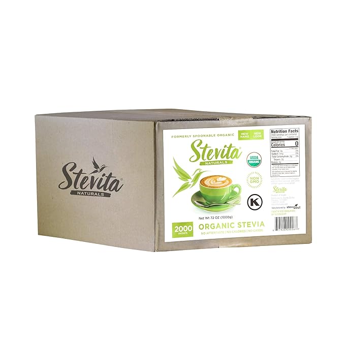 Stevita Organic Spoonable Stevia Packets - 2000 count - Stevia & Erythritol All Natural Sweetener, No Calories - USDA Organic, Non GMO, Vegan, Kosher, Paleo, Gluten-Free - 2000 Servings
