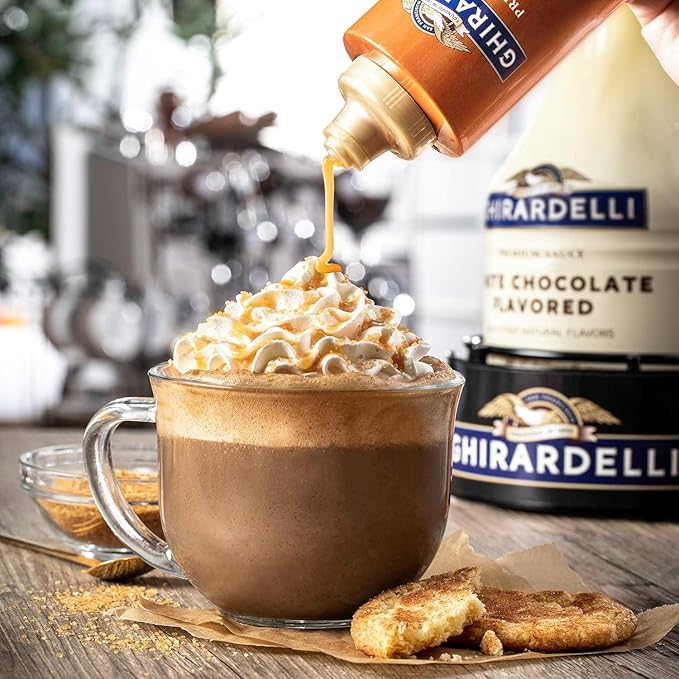 Ghirardelli Flavored Sauce Variety Pack | 16 oz Bottles (Pack of 3) | Chocolate, Caramel, and Sea Salt Caramel Dessert Toppings for Coffee, Ice Cream, and Baking Recipes