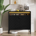 Sideboard Buffet Cabinet 31'' with Storage and Power Outlet, Modern Coffee Bar Accent Cabinet with 2 Doors and Adjustable Shelves, Console Table for Dining Room, Living Room, Kitchen, Black