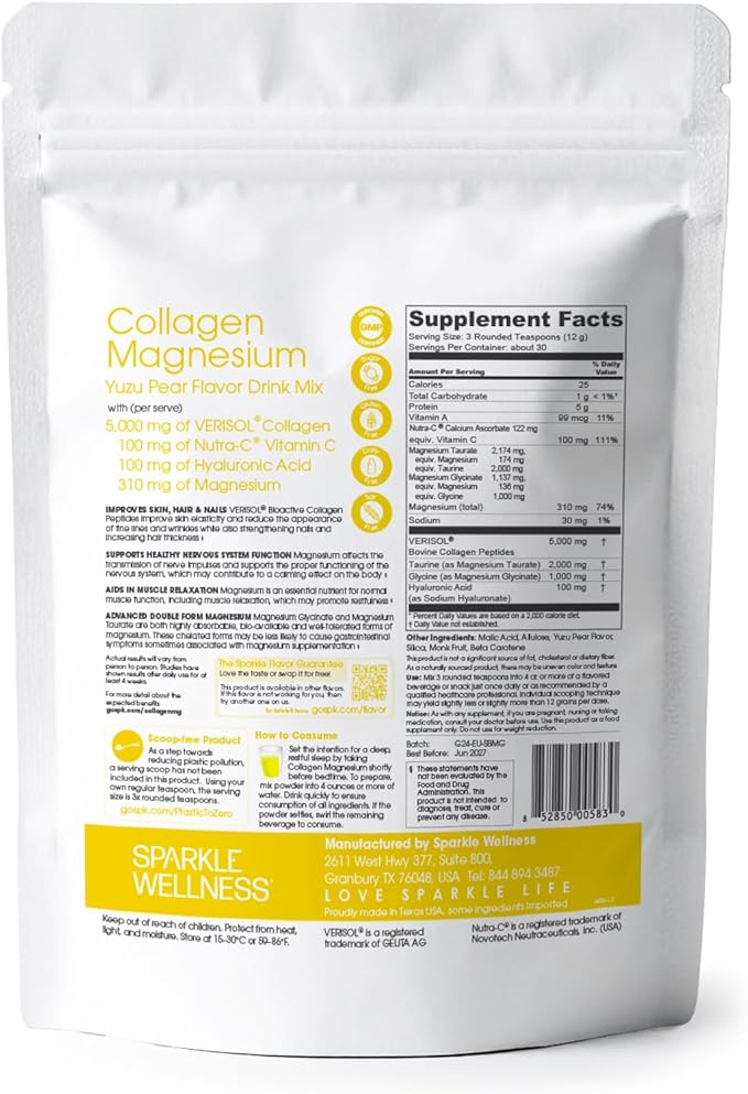 Collagen Magnesium Rest + Restore (Yuzu Pear) [30 Serves] | VERISOL Bioactive Collagen Peptides, Magnesium Glycinate & Taurate Salts | Lauren Roxburgh Rest + Restore | Calming Nightly Beauty Routine