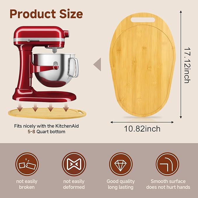 Mixer Slider Compatible with 5.5-8 QT Kitchen Aid Stand Mixers, Kitchen Countertop Storage Mover Sliding Caddy Mixer Slider Mat for Kitchen Aid Stand Mixer Accessories Attachment with Handle