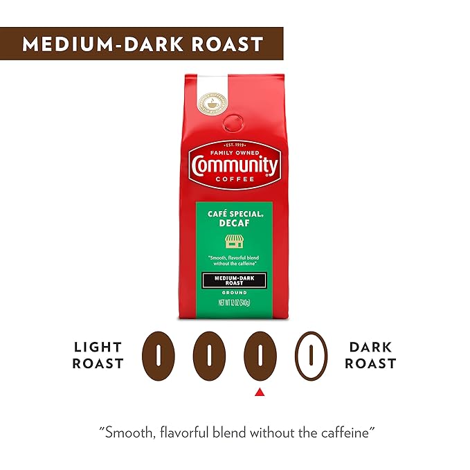 Community Coffee Café Special Decaf Ground Coffee, Medium Dark Roast, 32 Ounce Bag (Pack of 1)