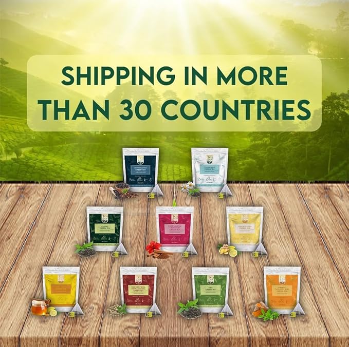 Honey Lemon Green Tea Bags (50 Count), Chamomile, Lemon & Honey Extract, Caffeinated, Real Green Tea, Blended Herbs & Spices, Gluten Free