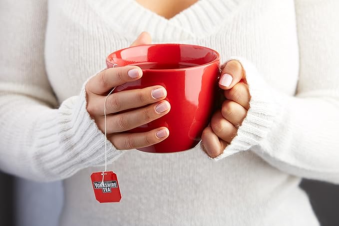 Yorkshire Tea, Red, Black Tea, String and Tagged Bags, 100 Count (Pack of 1), Refreshing, Satisfying, and Strong, Classic British Breakfast Blend, Caffeinated, Enjoy Hot or Iced, 100 Teabags