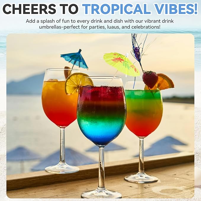 50PCS Cocktail Picks, Fancy Toothpicks for Appetizers, Decorative Skewers for Appetizers Drinks Party Fruit, 4.25 Inch Long Wooden Bamboo Umbrella Food Sticks Charcuterie Boards Accessories