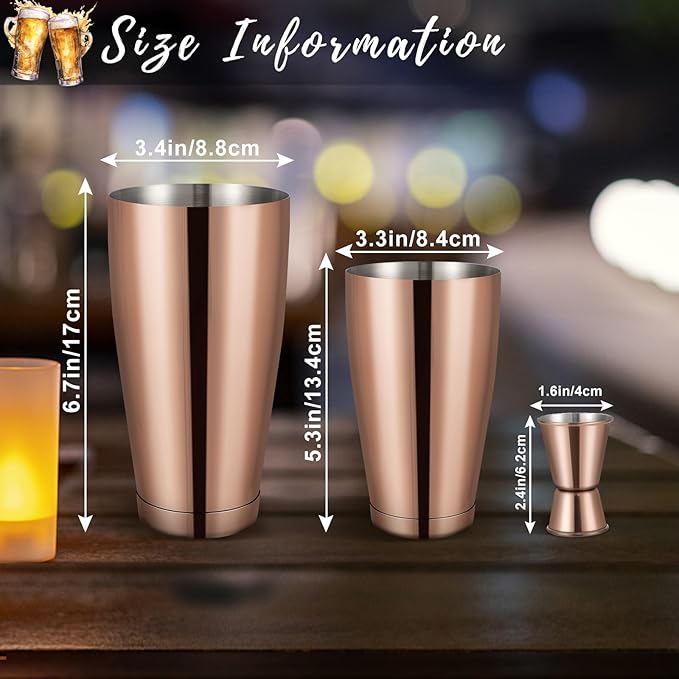 Boston Shaker Cocktail Set Bartender Kit, 12 Pcs Drink Shaker with Strainer Bartending Martini Shaker Tin with 18oz & 28oz Mixed Alcohol Shaker Professional Stainless Steel Bar Tool for Beginner