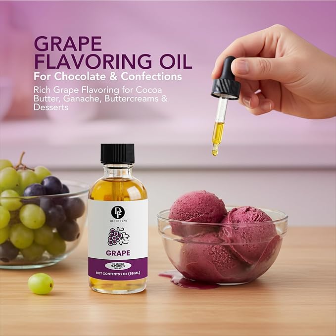 Dolce Flav Grape Extract – 2 Ounce Oil-Soluble Kosher, Sugar-Free, Concentrated Fruit Flavor for Candy, Chocolates & Desserts, Includes Measured Dropper