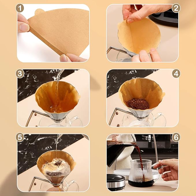 Coffee Filter 02, Set of 100 V02 Coffee Filters Size 2 Cone Coffee Filters Natural Unbleached Disposable Coffee Filter Paper For Pour Over Coffee Dripper and Coffee Maker